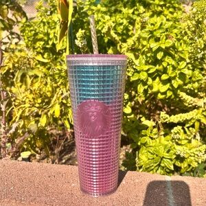 Starbucks Summer 2021 Pink/Blue Grid 24 oz tumbler cold cup